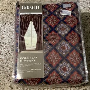 Croscill‎ Margaux Pole Top Drapery - Red and Blue Pattern